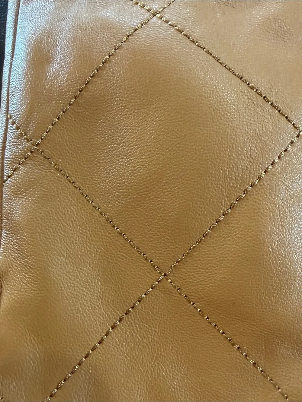 Chico's Quilted Leather Gloves in Cognac Sz M